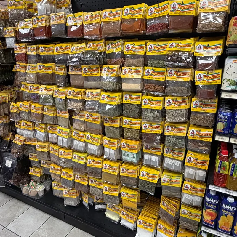 Wall of bulk spices and herbs